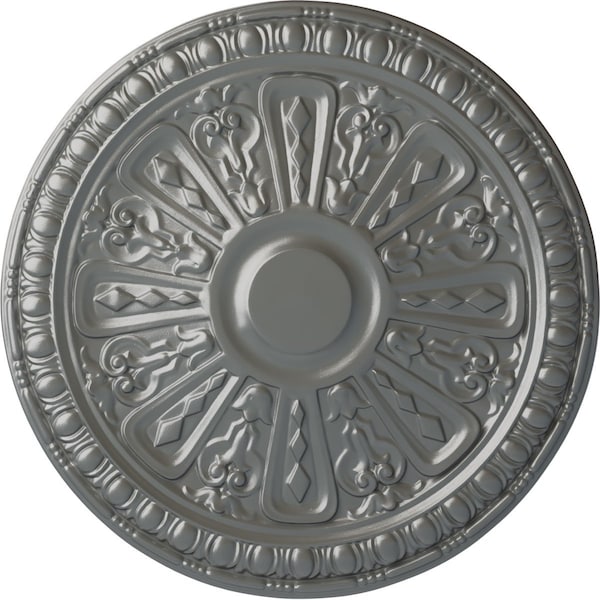 Ekena Millwork Raymond Ceiling Medallion (Fits Canopies up to 5 3/8"), Hand-Painted Silver, 18"OD x 1 1/4"P CM18RA2SLS - main